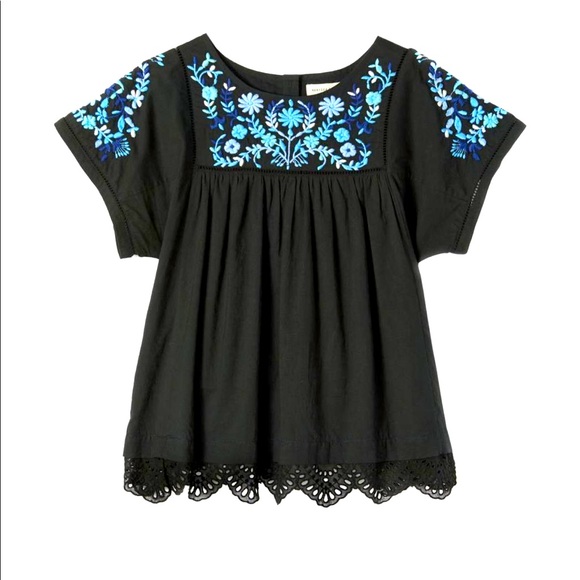 Rebecca Taylor Tops - Rebecca Taylor FOLK-GARDEN EMBROIDERY TOP